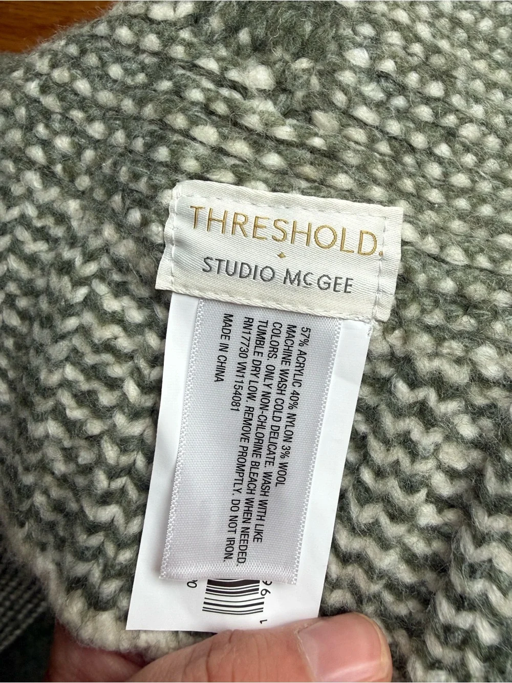 Studio McGee Green and Cream Tree Motif Holiday Throw Blanket